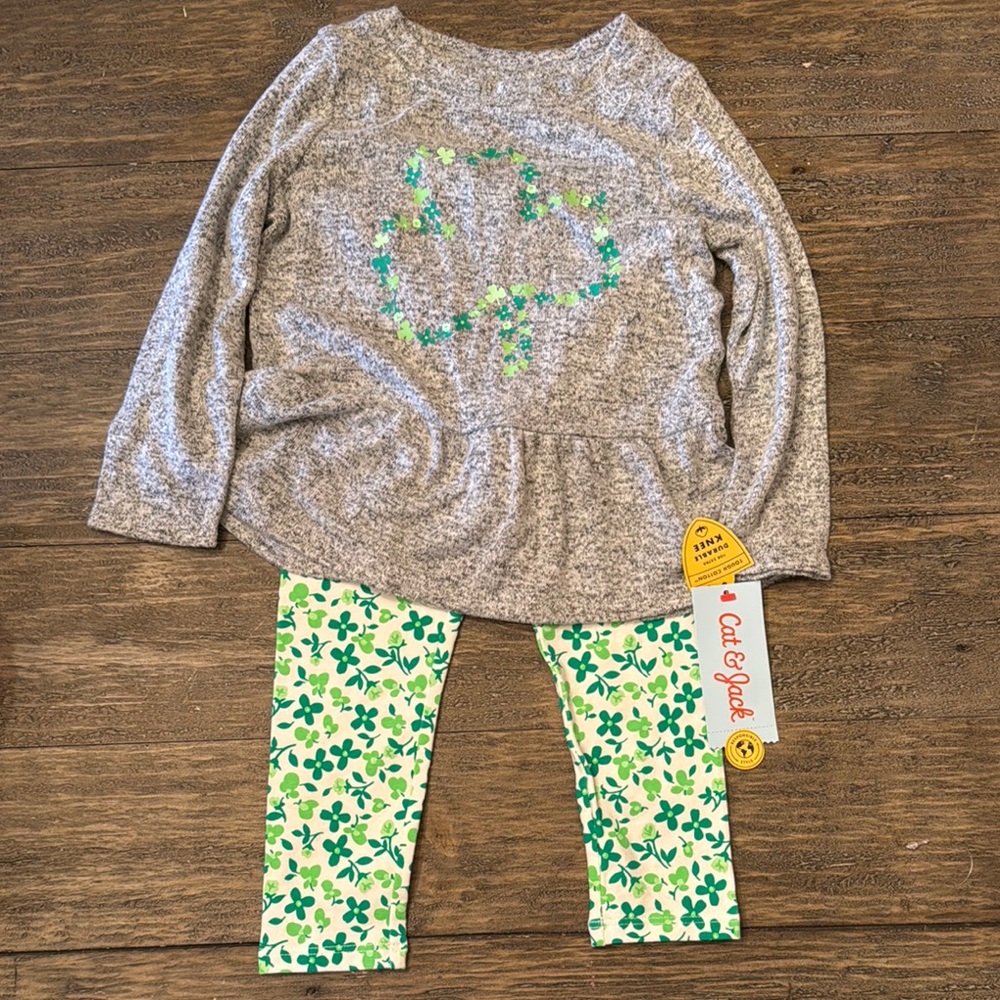 Cat & Jack Shamrock Outfit - Gray and Green